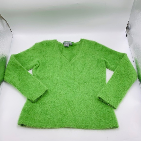 NWOT Ann Taylor Green V-Neck Cashmere Sweater - Picture 6 of 10